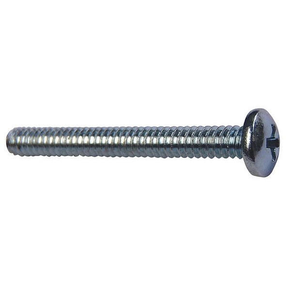 #10-32 x 1 in Phillips Round Machine Screw, Zinc Plated Steel, 100 PK
