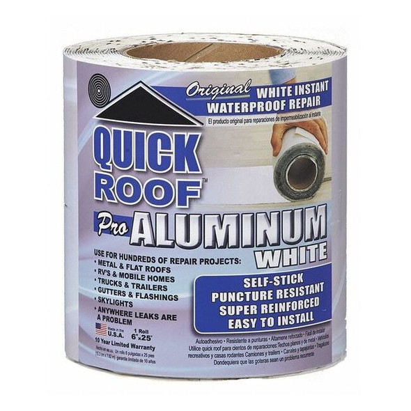 Quick Roof White Repair Prod,Asphalt,L 25 x W .5 Ft WQR625