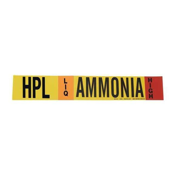 Brady Pipe Marker,Ammonia,2 1/4 in H,14 in W 90406