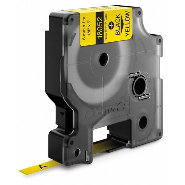 Dymo RHINO (R) Heat Shrink Tube Label 1-4" x 60"H, Black on Yellow 18052