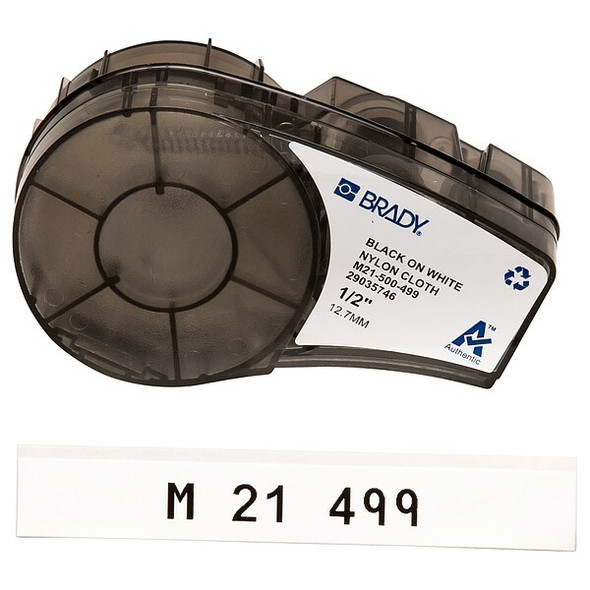 Brady Label Tape Cartridge, Black/White, Labels/Roll: Continuous M21-500-499