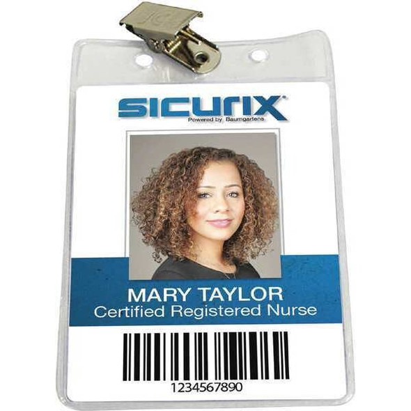 Sicurix ID Badge Holder,Vertical,PK50 BAU 67860