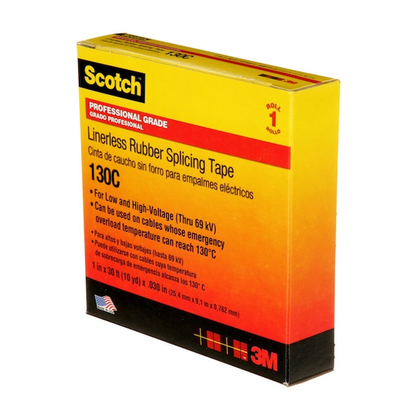 3m Rubber Electrical Tape, 130C, Scotch, 1 in W x 30 ft L, 30 mil thick, Black, 1 Pack 130C 1x30