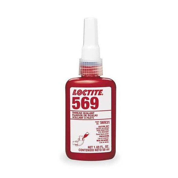Loctite Pipe Thread Sealant 1.7 fl oz, Bottle, 569, Brown, Liquid 135492