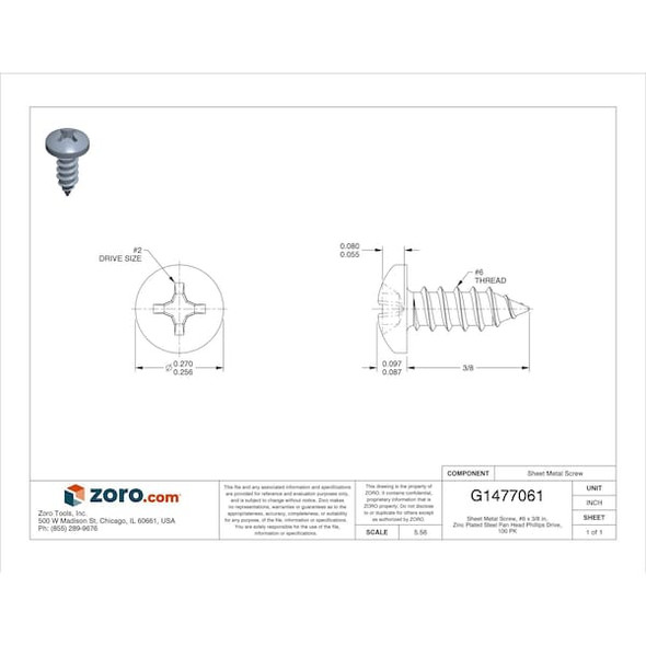 Manufacturer Varies Sheet Metal Screw,Pan,#6,3/8 in.,PK100 U26660.013.0037 Manufacturer Varies Sheet Metal Screw,Pan,#6,3/8 in.,PK100 U26660.013.0037