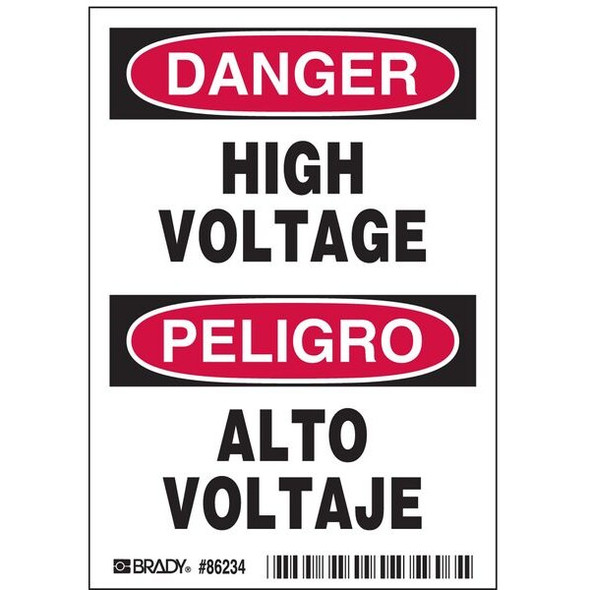 Brady Machine/Equipment Label,5 In. H,PK5 86234