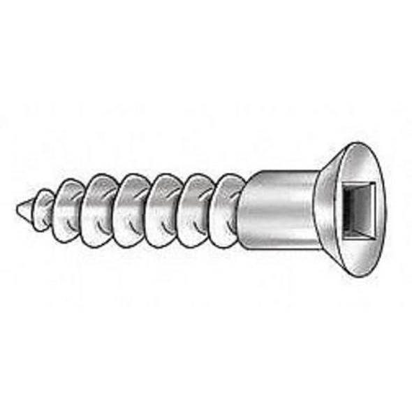 Wood Screw, #8, 2 in, Zinc Plated Steel Flat Head Square Drive, 100 PK