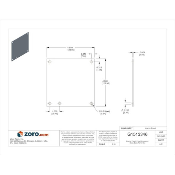 Wiegmann Interior Panel, Steel, Back Panel Box Type P0606
