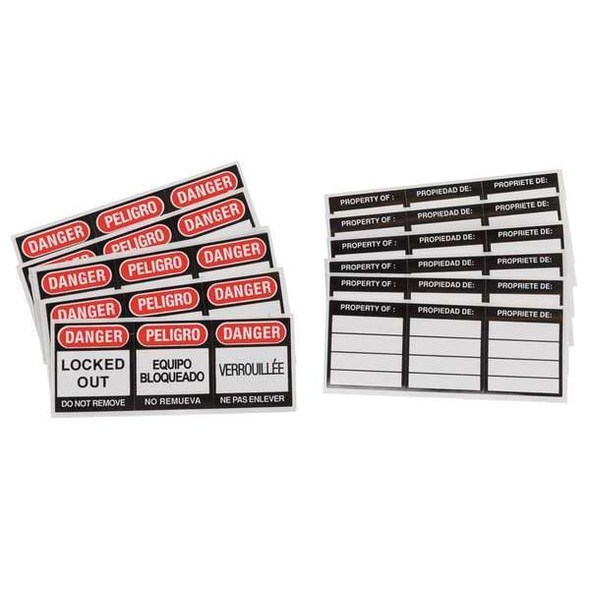 Lockout Label, Danger/Peligro, Vinyl, 3 in Width, 1 1/8 in Height, Write On Surface: No ,6 PK