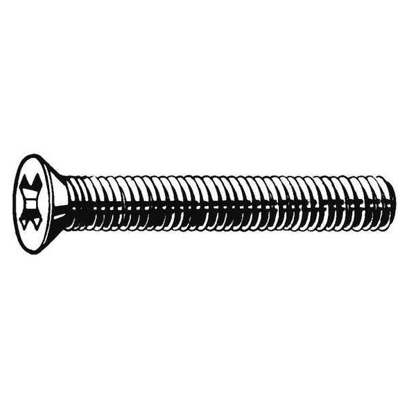#10-24 x 1/2 in Phillips Flat Machine Screw, Zinc Plated Steel, 100 PK