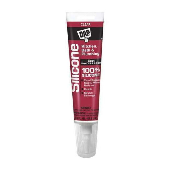 Dap Silicone Sealant, 3 oz, Tube, Clear, Silicone Base, Commercial Kitchen 00751