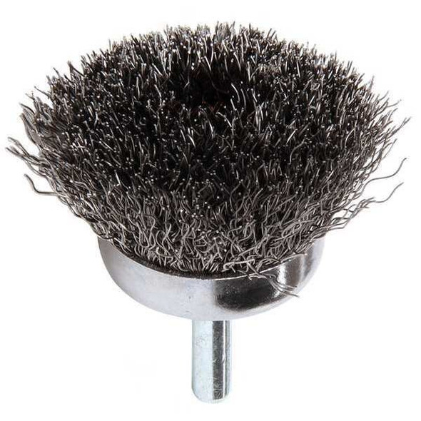 Weiler Crimped Wire Cup Wire Brush, Stem, 1-3/4" 90116