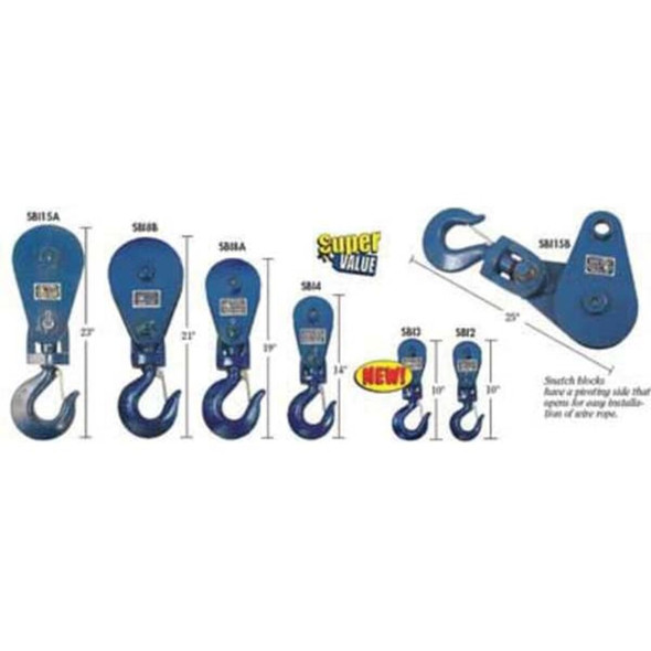 Snatch Block, Wire Rope, 3-8 in Max Cable Size, 6,000 lb Max Load, Painted  6I-3T3