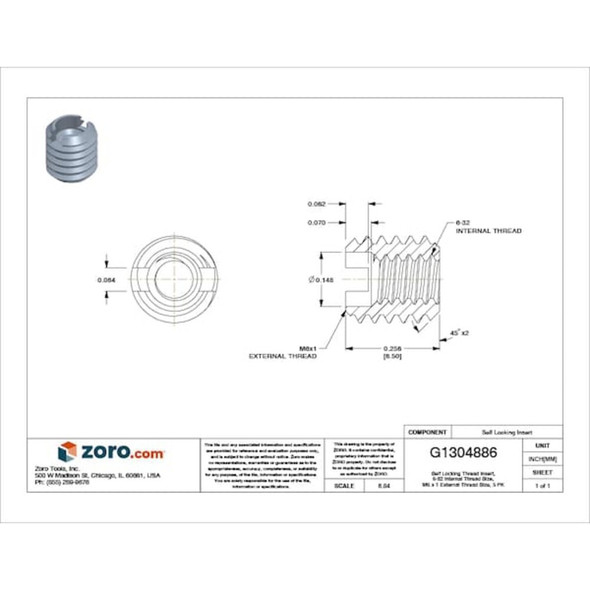 E-Z Lok Heavy Wall Self Locking Thread Insert, #6-32 Int Thrd Sz, Carbon Steel, 5 PK 550-006-PK5