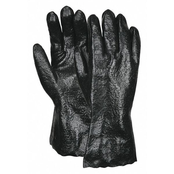6212R Chemical Resistant Gloves, PVC, 12 in L, Not Rated, Black, L, 12 PK