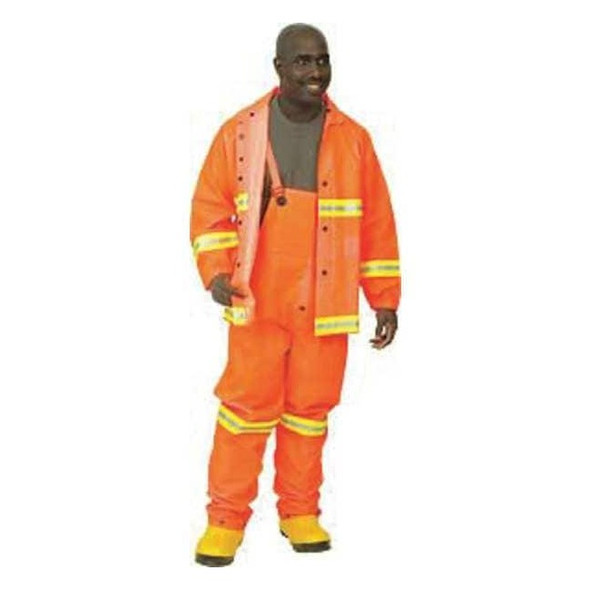 Rainsuit with Detachable Hood, PVC, 0.35 mil Thick, Detachable, Orange, 2XL