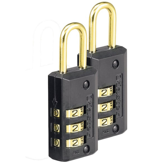 Master Lock Luggage/Briefcase Padlock,Brass,Side,PK2 646T