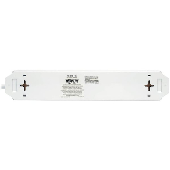 Tripp Lite Outlet Strip, Hospital Grade, 6 5-15R-HG, 5-15P-HG, 15 ft., White PS-615-HG
