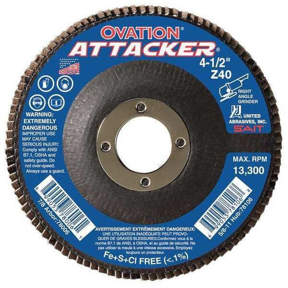 United Abrasives/Sait Arbor Mount Flap Disc,4-1/2in,60,Med. 76208 United Abrasives/Sait Arbor Mount Flap Disc,4-1/2in,60,Med. 76208