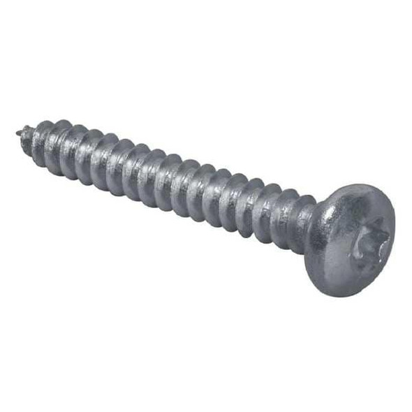Sheet Metal Screw, #4 x 5/8 in, Zinc Plated Steel Pan Head Torx Drive, 100 PK