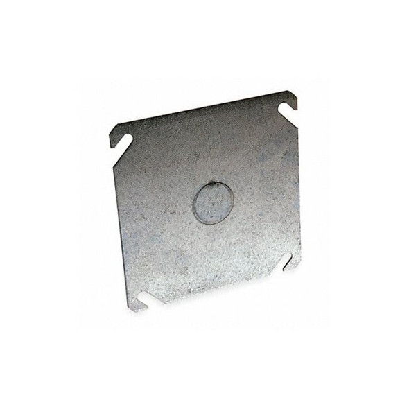Box Cover, Square Box Type, 2 Gang, Galvanized Zinc, KO Centered Cover Type