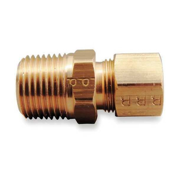 Tube Fitting, Brass, 1/4 in Compression x 1/4 in MNPT, 1-5/16 in L, 10 PK