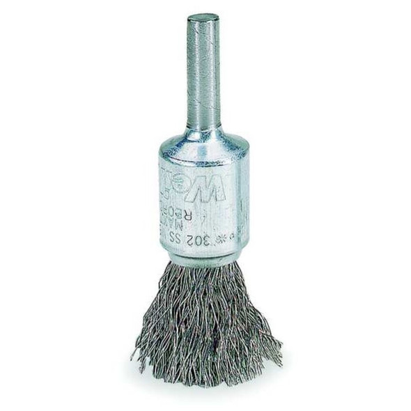 Weiler Crimped Wire End Wire Brush, Steel, 1" 96107