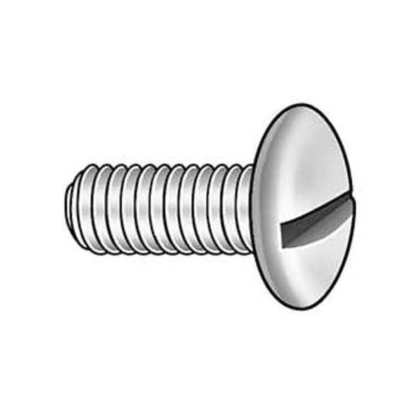 #6-32 x 3/8 in Slotted Truss Machine Screw, Zinc Plated Steel, 100 PK