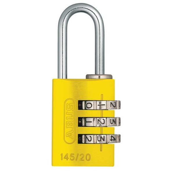 Abus Combination Padlock,1 1/8in,Rectgle,Yelw 145/20 Yellow