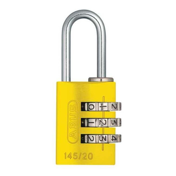 Abus Combination Padlock,1 1/8in,Rectgle,Yelw 145/20 Yellow