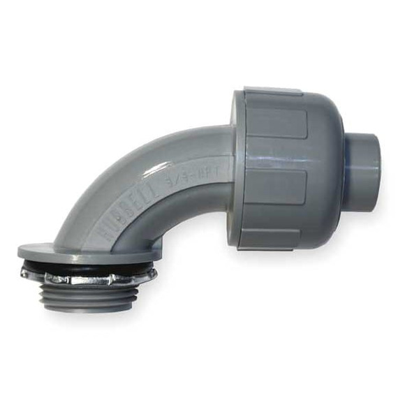 Conduit Fitting Connector, 1/2 in, Liquid-Tight, Nylon, PVC Coated, Gray