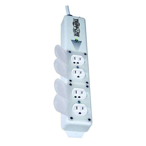 Outlet Strip, Hospital Grade, 4 5-15R-HG, 5-15P-HG, 15 ft., White