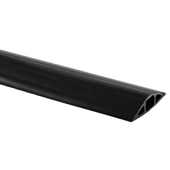 Cable Protector, 1-1/8 in H, 5 ft L, 3-1/4 in W, 1 Channel, PVC, Black
