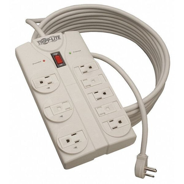 Tripp Lite Outlet Strip, Surge, 8 5-15R, 5-15P, 25 ft., White TLP825
