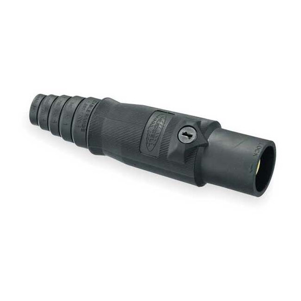 Hubbell Wiring Device-Kellems Single Pole Inline, 400 A, Male, Black HBL400MBK