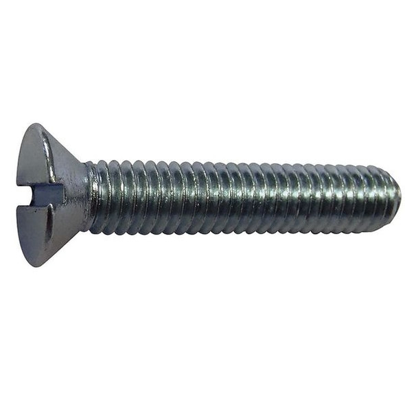 #10-32 x 1/2 in Slotted Flat Machine Screw, Zinc Plated Steel, 100 PK