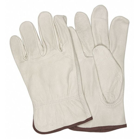 Leather Drivers Gloves, Grain Cowhide, Gunn Cut, Keystone Thumb, Beige, XL, PK12