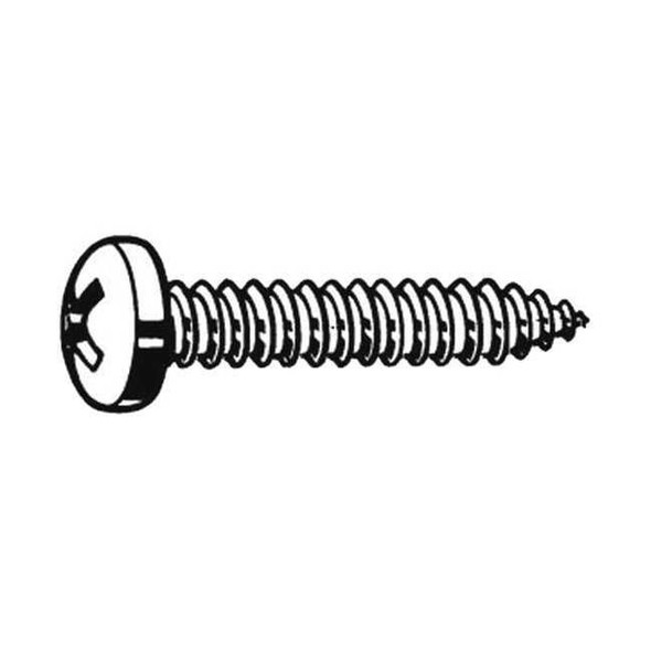 Sheet Metal Screw, #12 x 1 in, Zinc Plated Steel Pan Head Phillips Drive, 100 PK