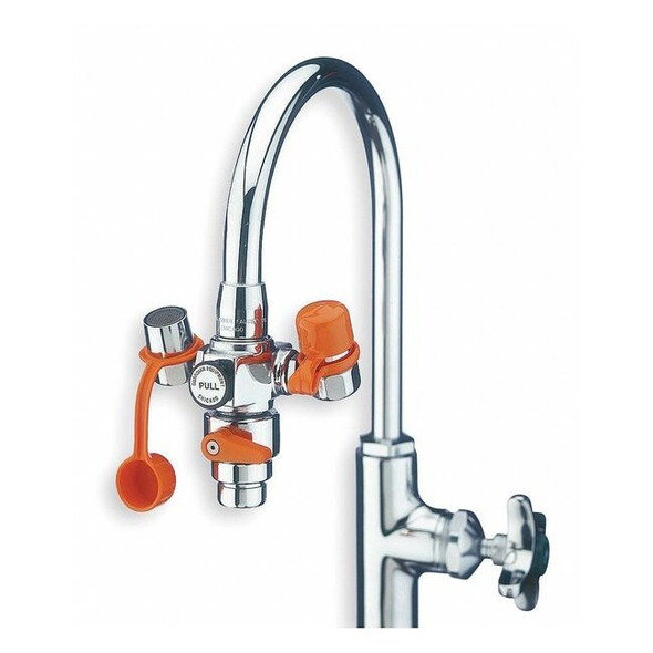 Plumbed Eyewash, Faucet Mount, Plumbed, 2 2/3 in H., 4 1/4 in W
