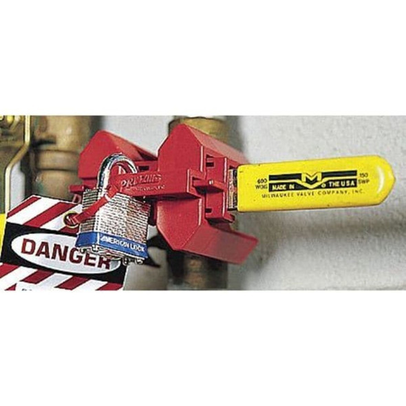 Brady Ball Valve Lockout,Red,2 to 8 In. BS08A-RD