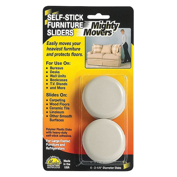Master Caster Furniture Glide, Self-Stick, Rd, 2-1/4", PK4 87003