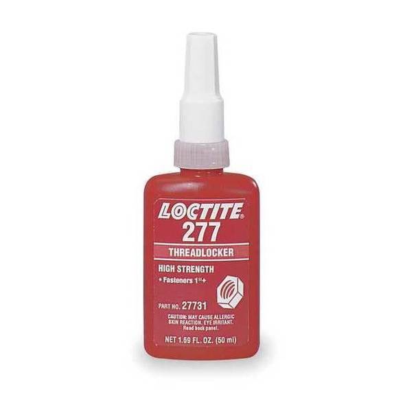 Threadlocker, LOCTITE 277, Red, High Strength, Liquid, 10 mL Bottle