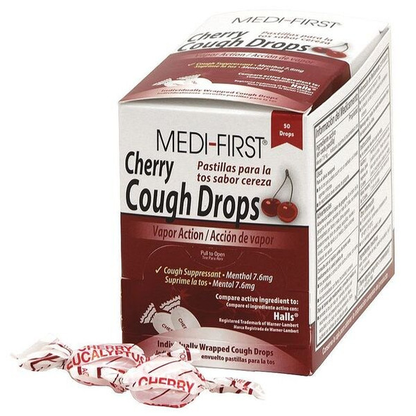 Medi-First Cough Drops,Lozenge,7.6mg,PK50 81550