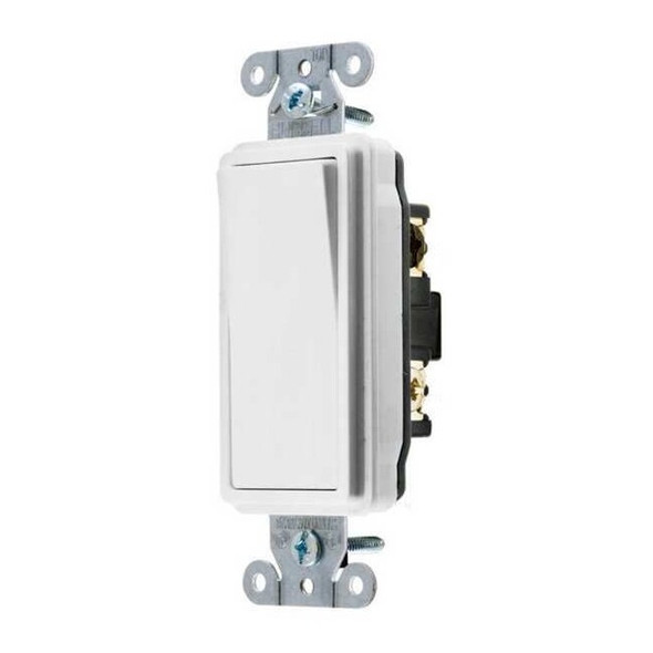 Wall Switch, 3-Way, 120/277V, 15A, Wht, Rockr