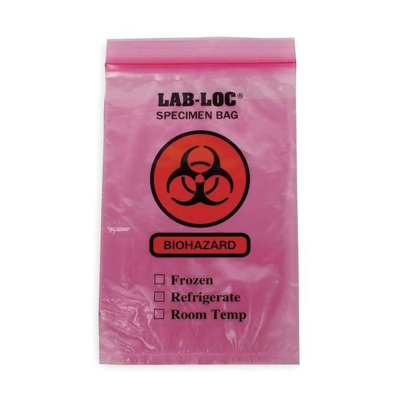 Specimen Transfer Bag, 9 In. L, PK1000, Color: Red
