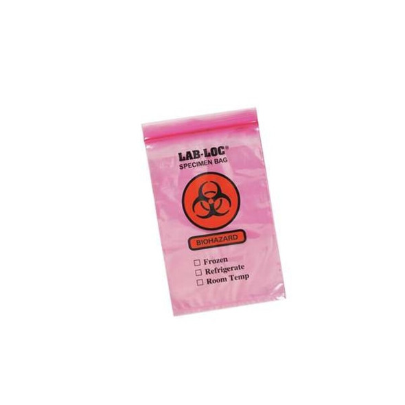 Specimen Transfer Bag, 9 In. L, PK1000, Color: Red  LAB20609RE