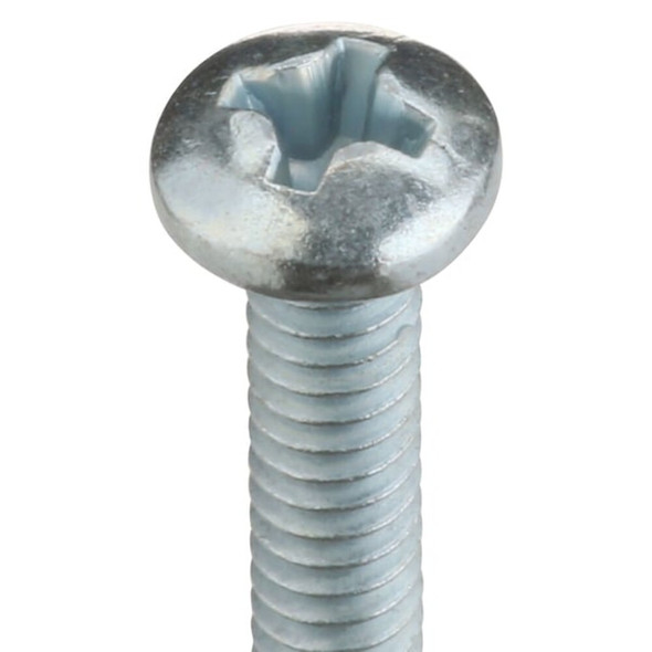 #6-32 x 1-1-2 in Phillips Pan Machine Screw, Zinc Plated Steel, 100 PK  U24522.013.0150
