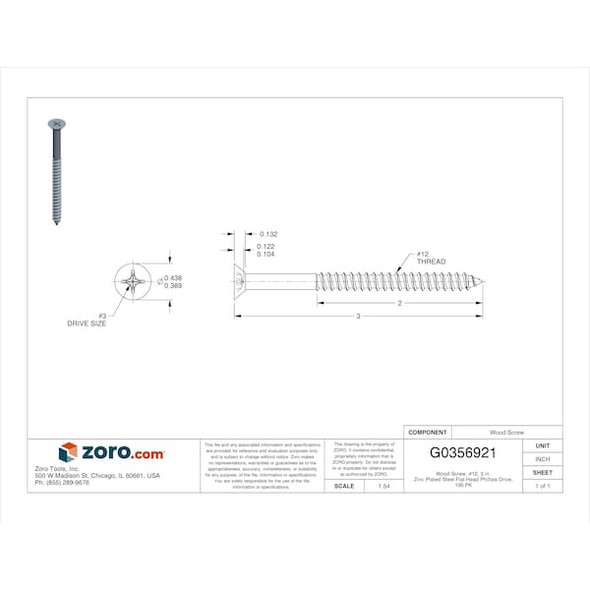 Manufacturer Varies WOOD SCR CSK82 PH ST ZP,#12x3 L,PK100 U25120.021.0300 Manufacturer Varies WOOD SCR CSK82 PH ST ZP,#12x3 L,PK100 U25120.021.0300