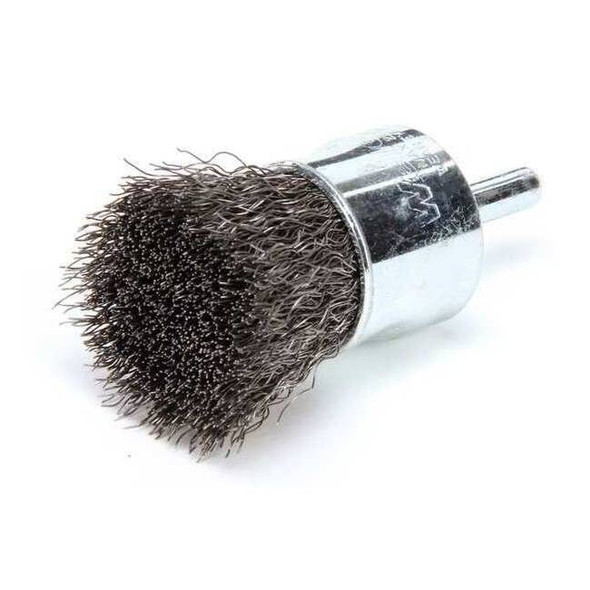 Weiler Crimped Wire End Wire Brush, Steel, 1" 90188
