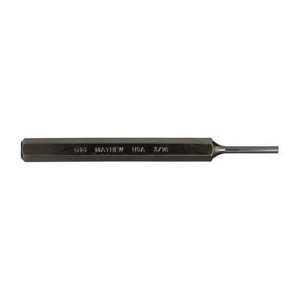 Mayhew Pro Pin Punch,6in L,3/16in Tip,Steel,BO 21100